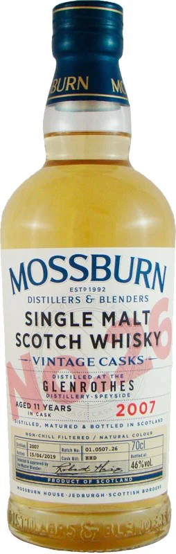 MossburnWhiskyVintageCaskNo.26Glenrothes2007Aged11Years460%vol.070l–GärtnerWein