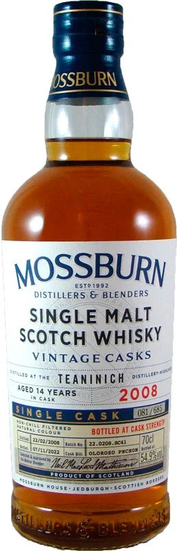 MossburnWhiskyVintageCaskTeaninichCaskStrength2008Aged14Years549%vol.070lGrossbritannienScotchHighlandSingleMaltScotchWhisky–SingleCask–DistilledattheTeaninichDistillery–OlorosoPnchonFassFassbarriqueeiche2022